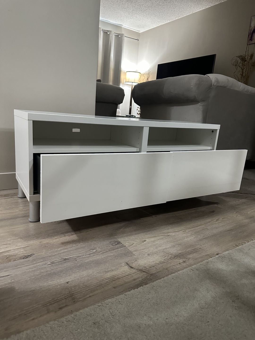 White IKEA TV Stand in excellent condition, used like new - photo 5