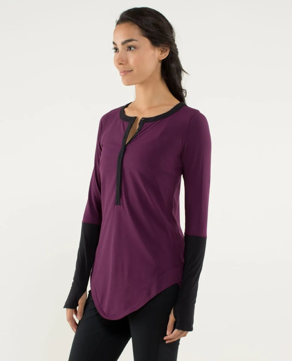 Lululemon 🍋 Urbanite Henley Long Sleeve Shirt - Plum/Black image indicator(3)