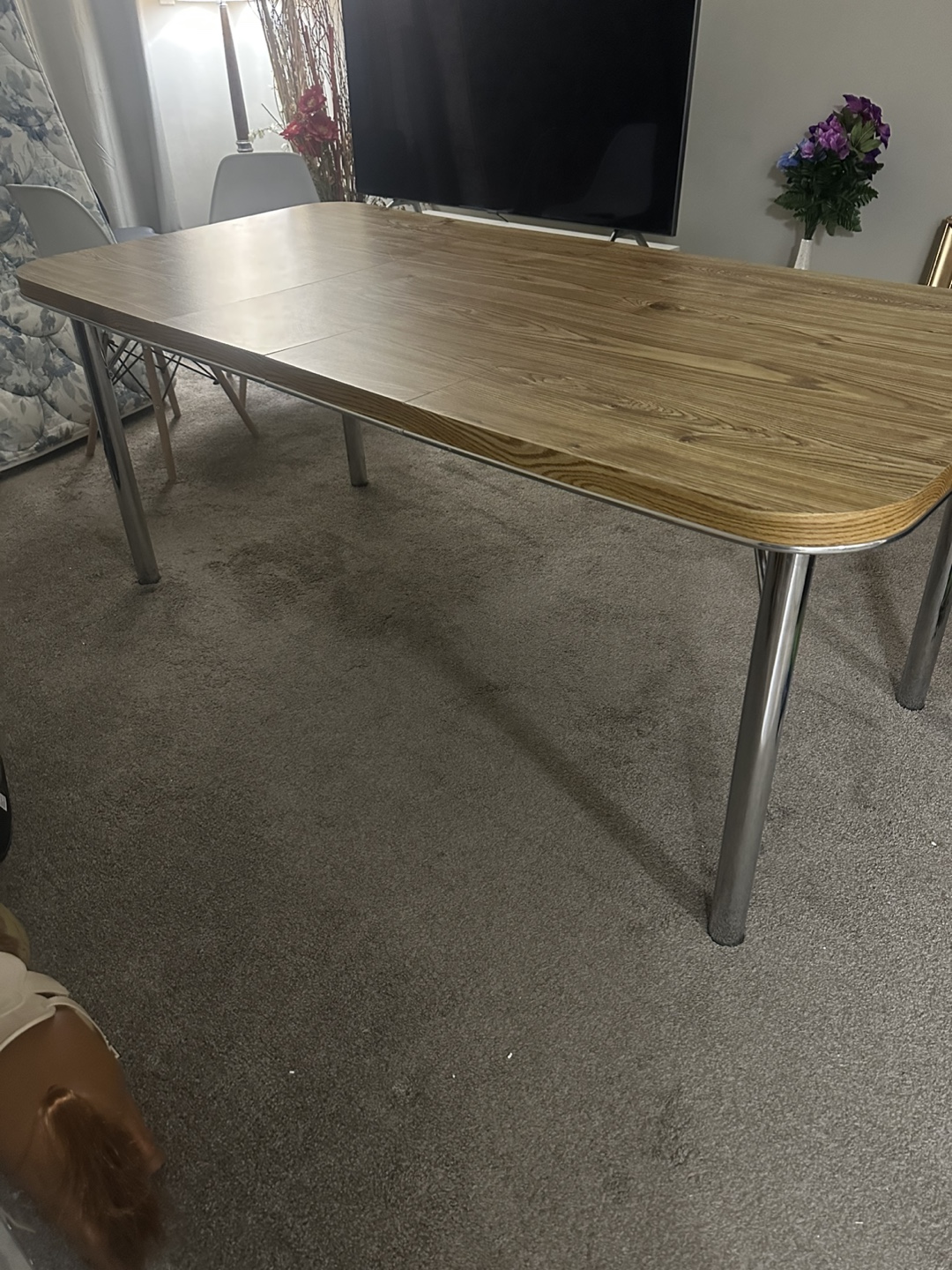 Vintage Extendable Dining Table with Chrome Legs