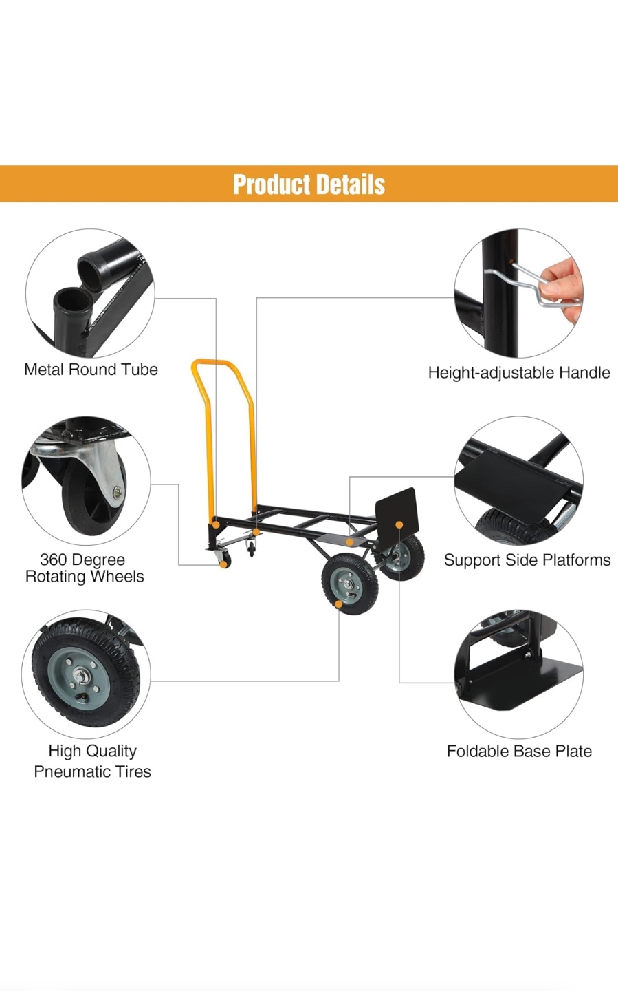 Convertible Hand Truck & Platform Trolley - Heavy-Duty Steel - photo 5