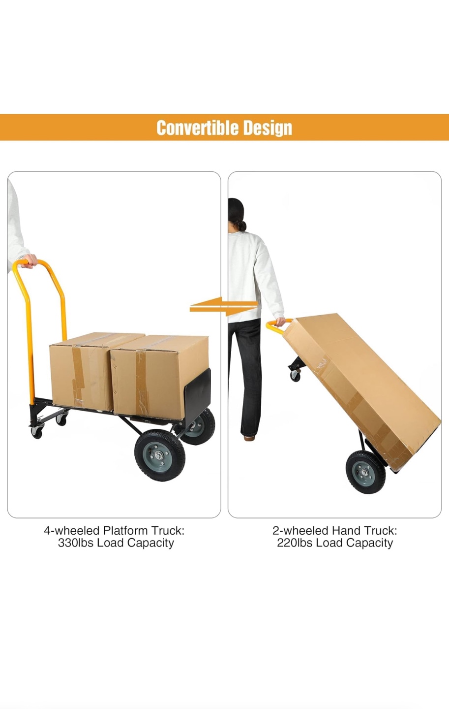 Convertible Hand Truck & Platform Trolley - Heavy-Duty Steel - photo 4