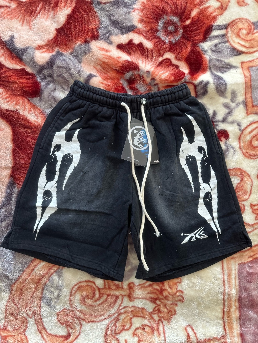 Hellstar “White Acid Wash” Graphic Design Shorts