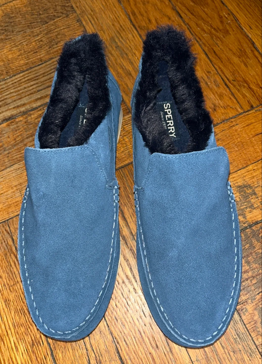 Sperry Men’s Blue Suede Slip-on Loafers SZ 7 (39) 💚 image indicator(2)