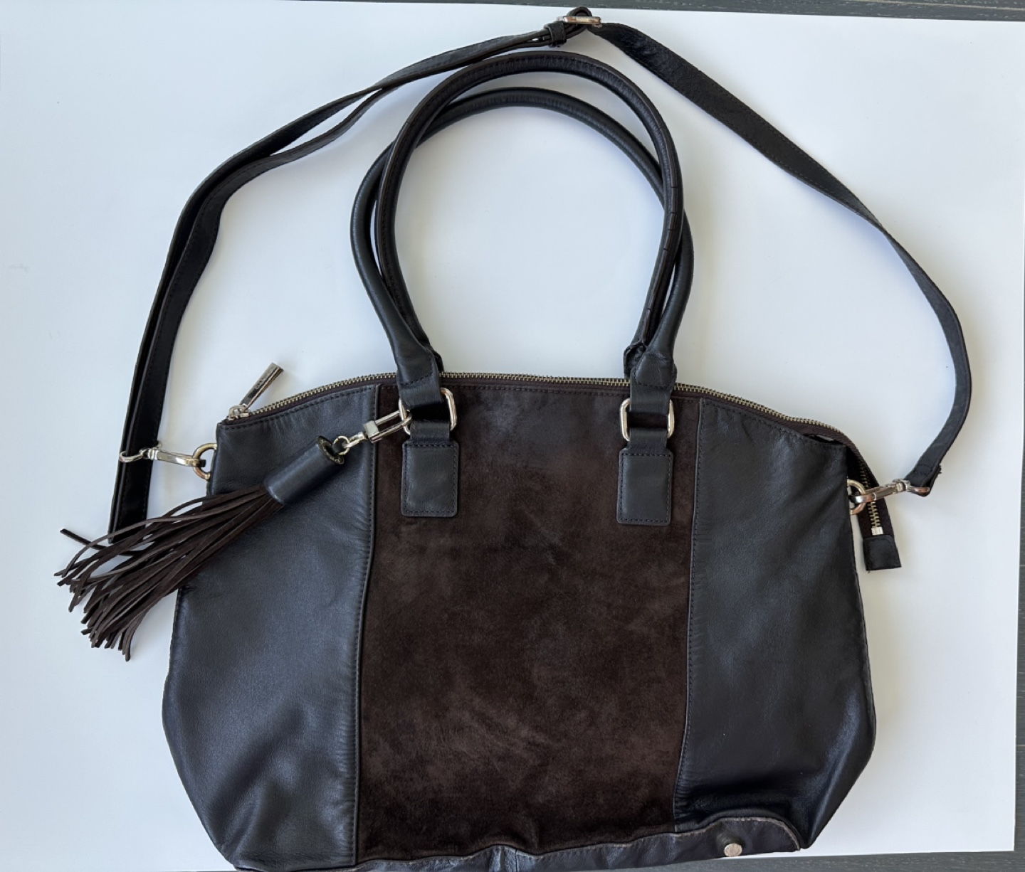 Brown Leather Satchel Handbag with Shoulder Strap