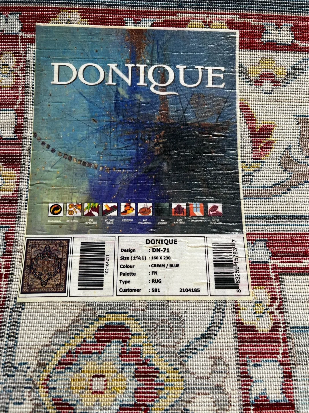 Donique Rug - Blue, Cream, Red accents image indicator(3)