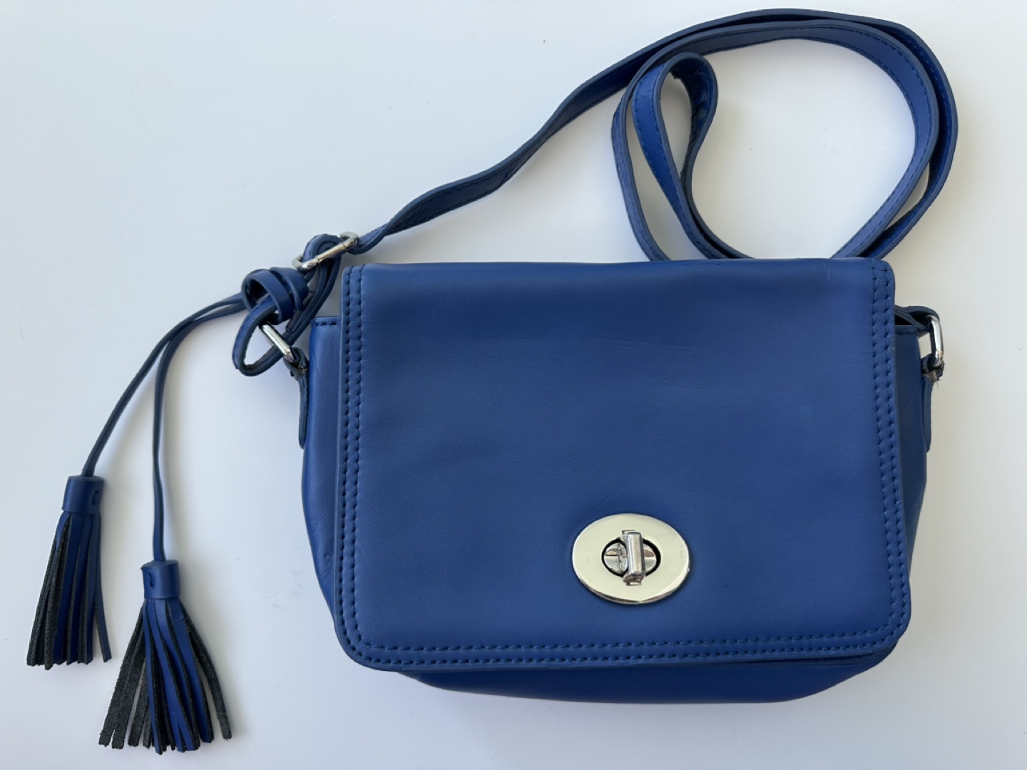 Beautiful Blue Leather Crossbody Bag