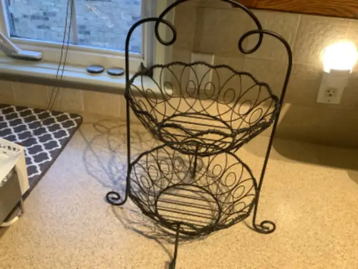 Two-Tiered Black solid Wire Fruit Basket Stand - photo 3