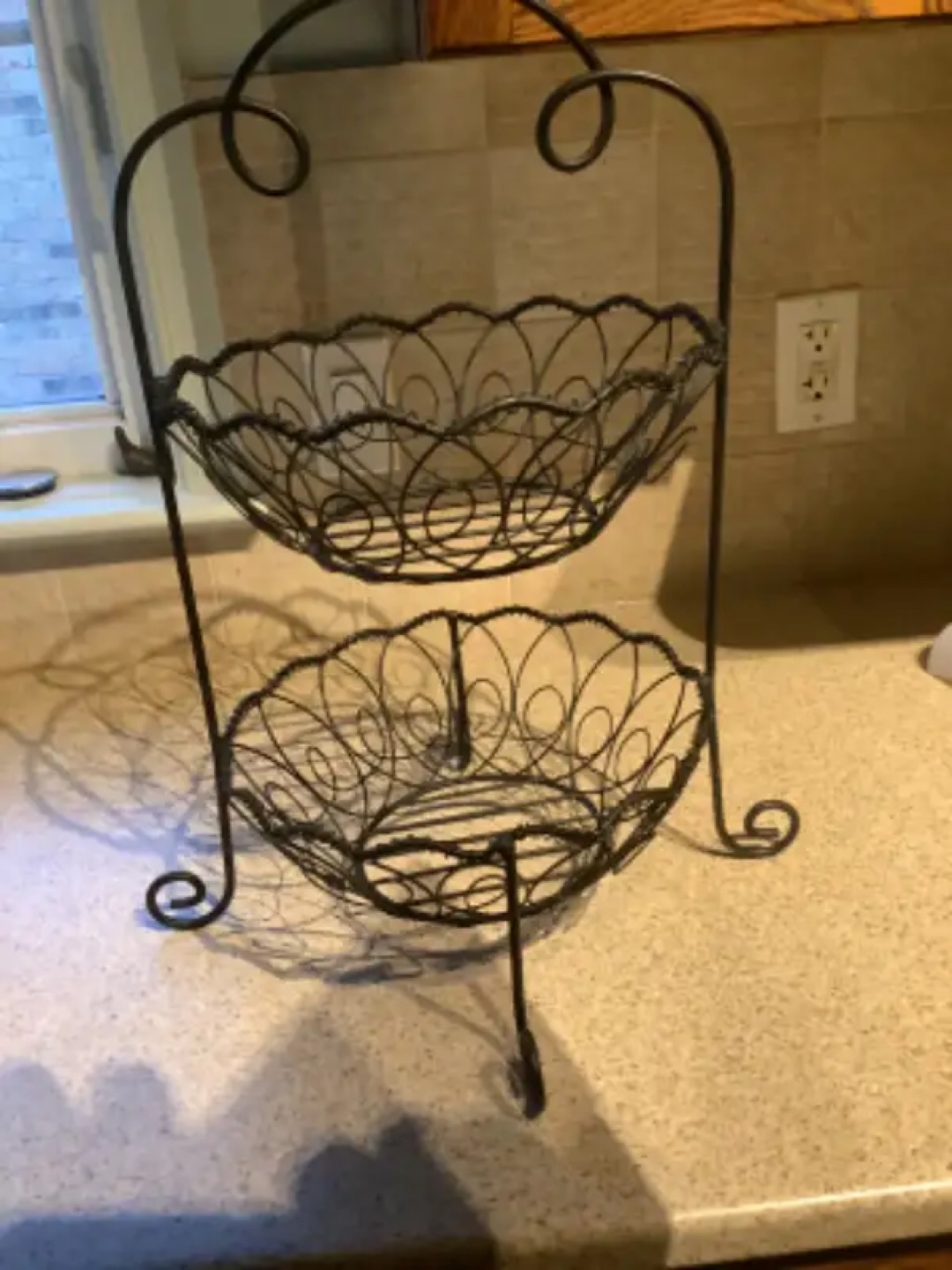 Two-Tiered Black solid Wire Fruit Basket Stand - photo 2