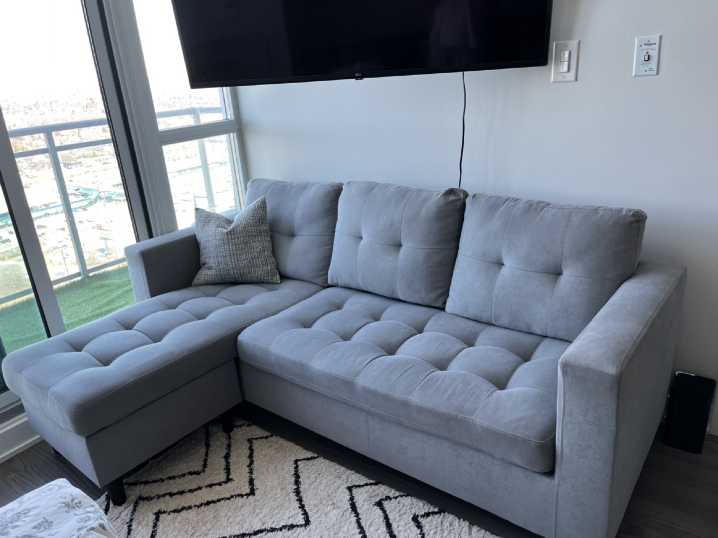 Grey Sectional Sofa with Ottoman