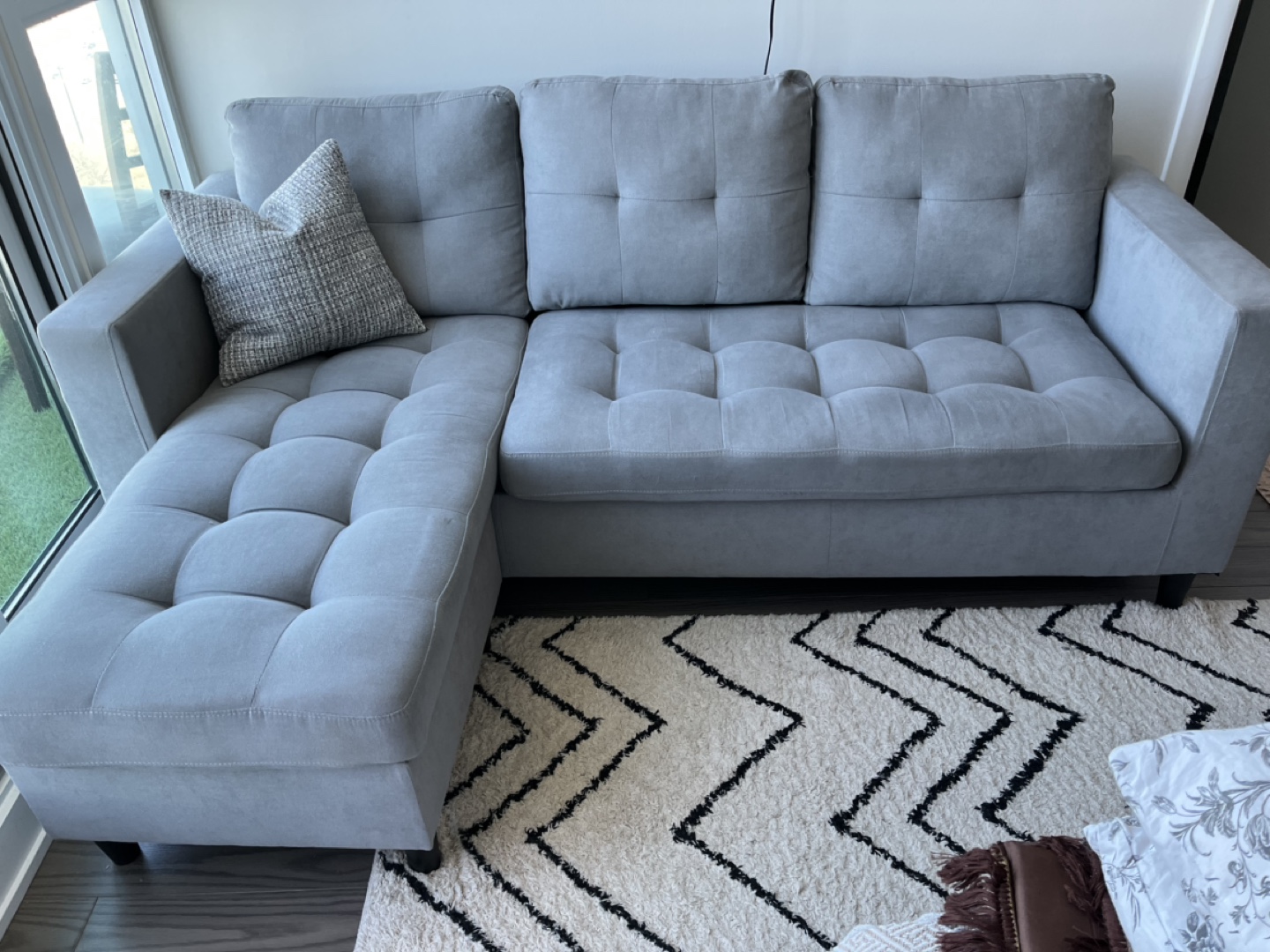 Grey Sectional Sofa with Ottoman - photo 3