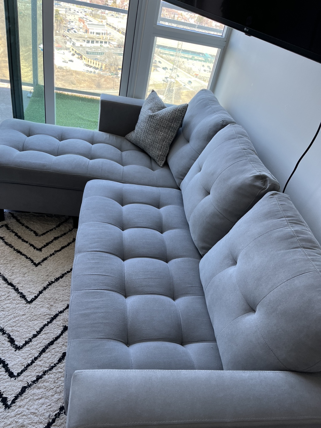 Grey Sectional Sofa with Ottoman - photo 2