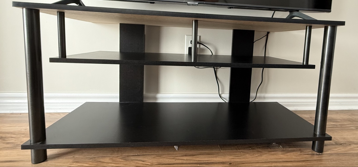 Black TV Stand with Three Shelves