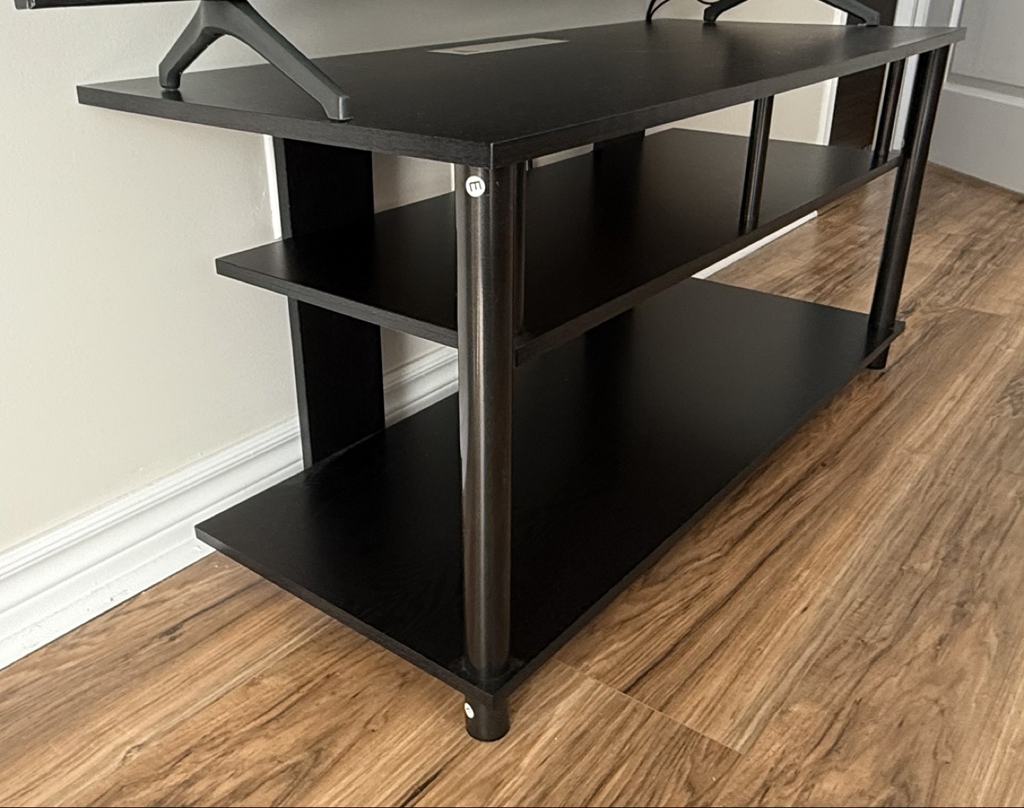 Black TV Stand with Three Shelves - photo 3