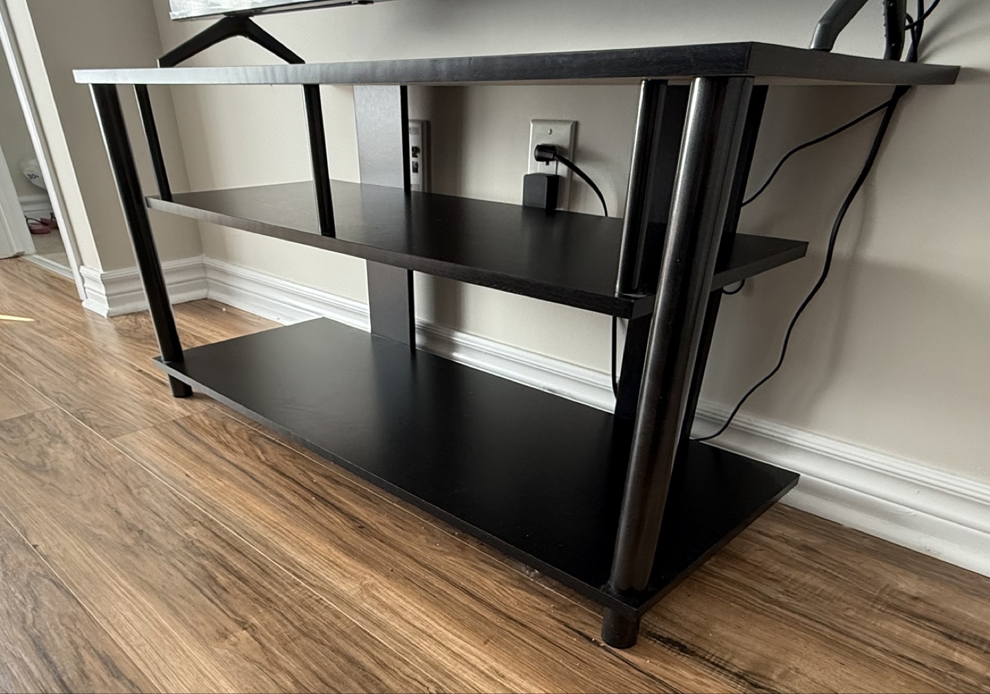 Black TV Stand with Three Shelves - photo 2