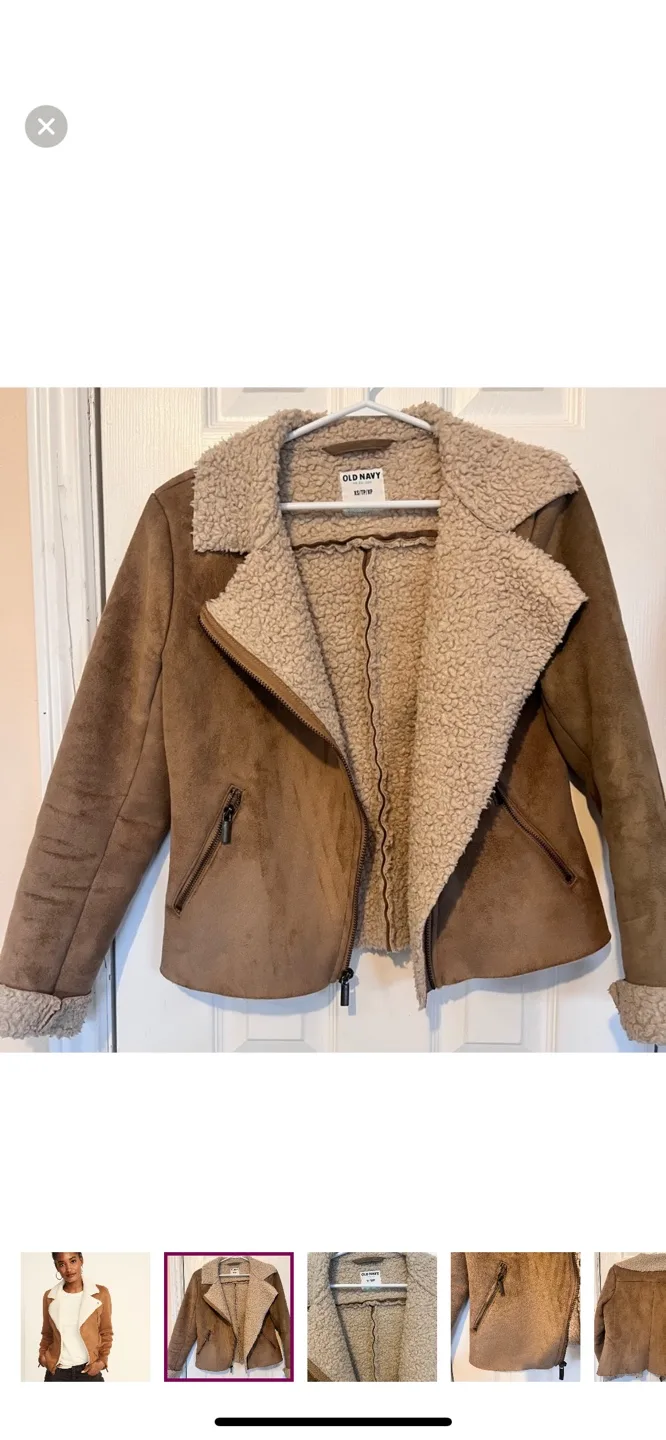 Old Navy Faux Suede Shearling Jacket image indicator(2)