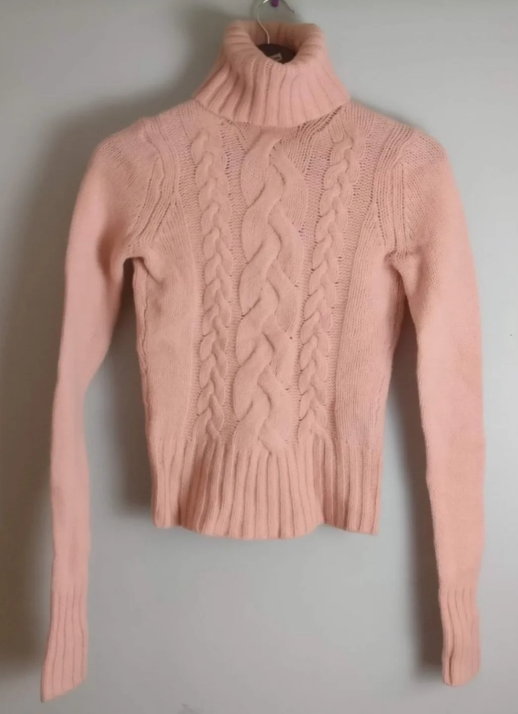 Baby Pink 100% pure lambs wool turtleneck thumbnail