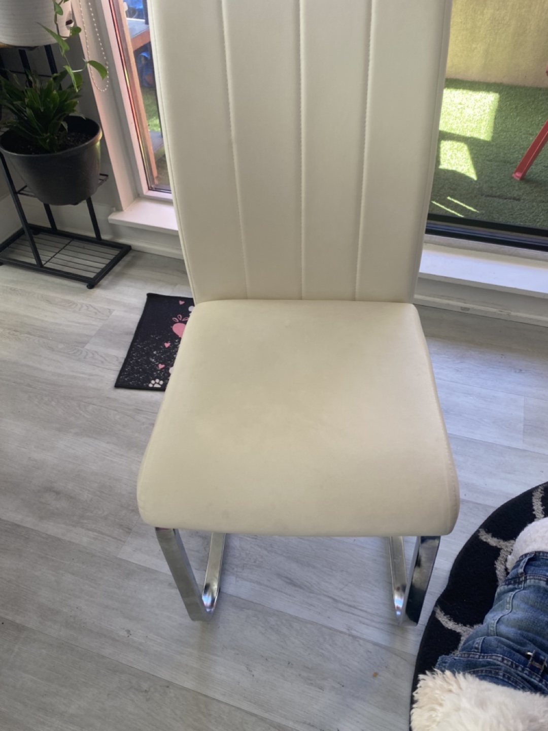 White/Cream PU Leather Dining Chair with Chrome Legs - photo 2