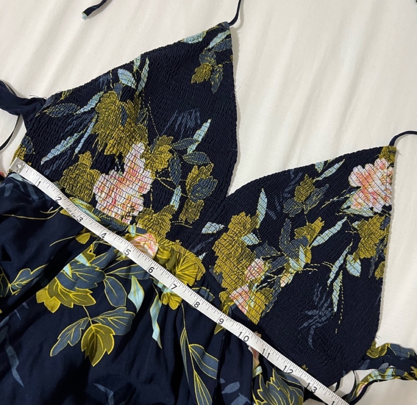 SMOCKED HALTER TIE BACK MAXI DRESS - photo 3