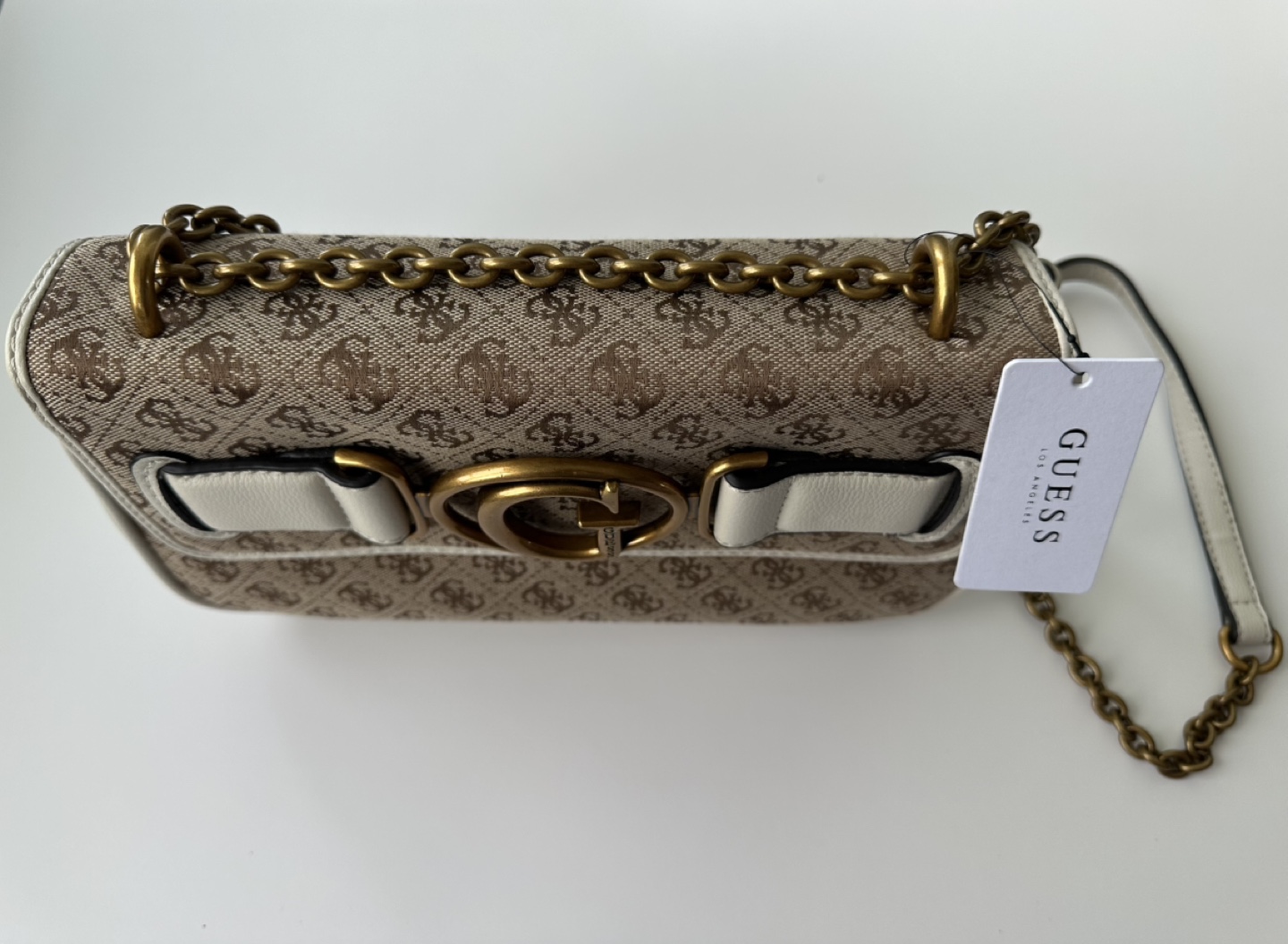 Guess Beige and White Chain Shoulder Bag - photo 2