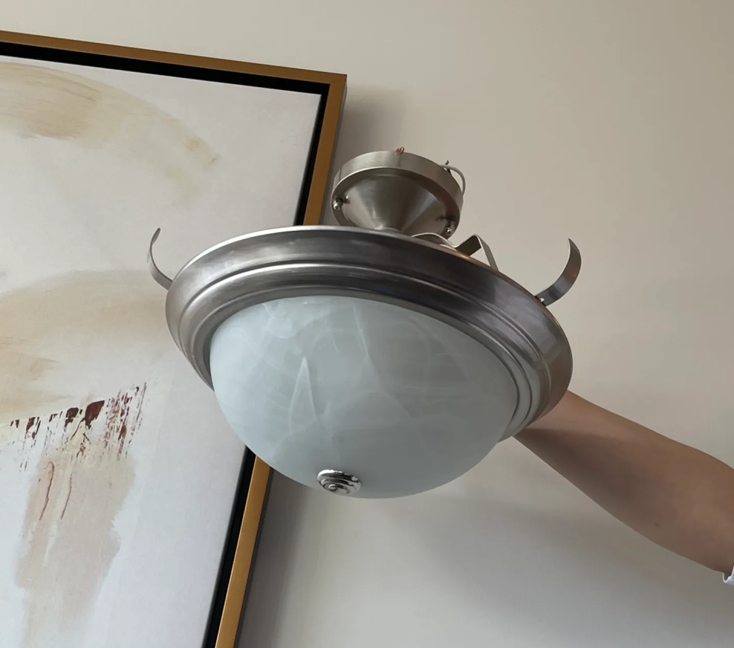 Brushed Nickel Semi-Flush Mount Ceiling Light Fixture image indicator(4)