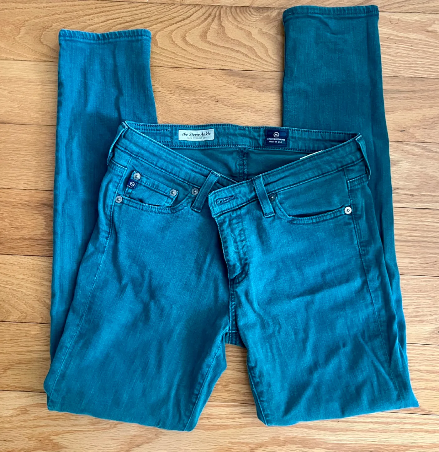 AG Jeans The Stevie Ankle Teal Size 27 image indicator(7)