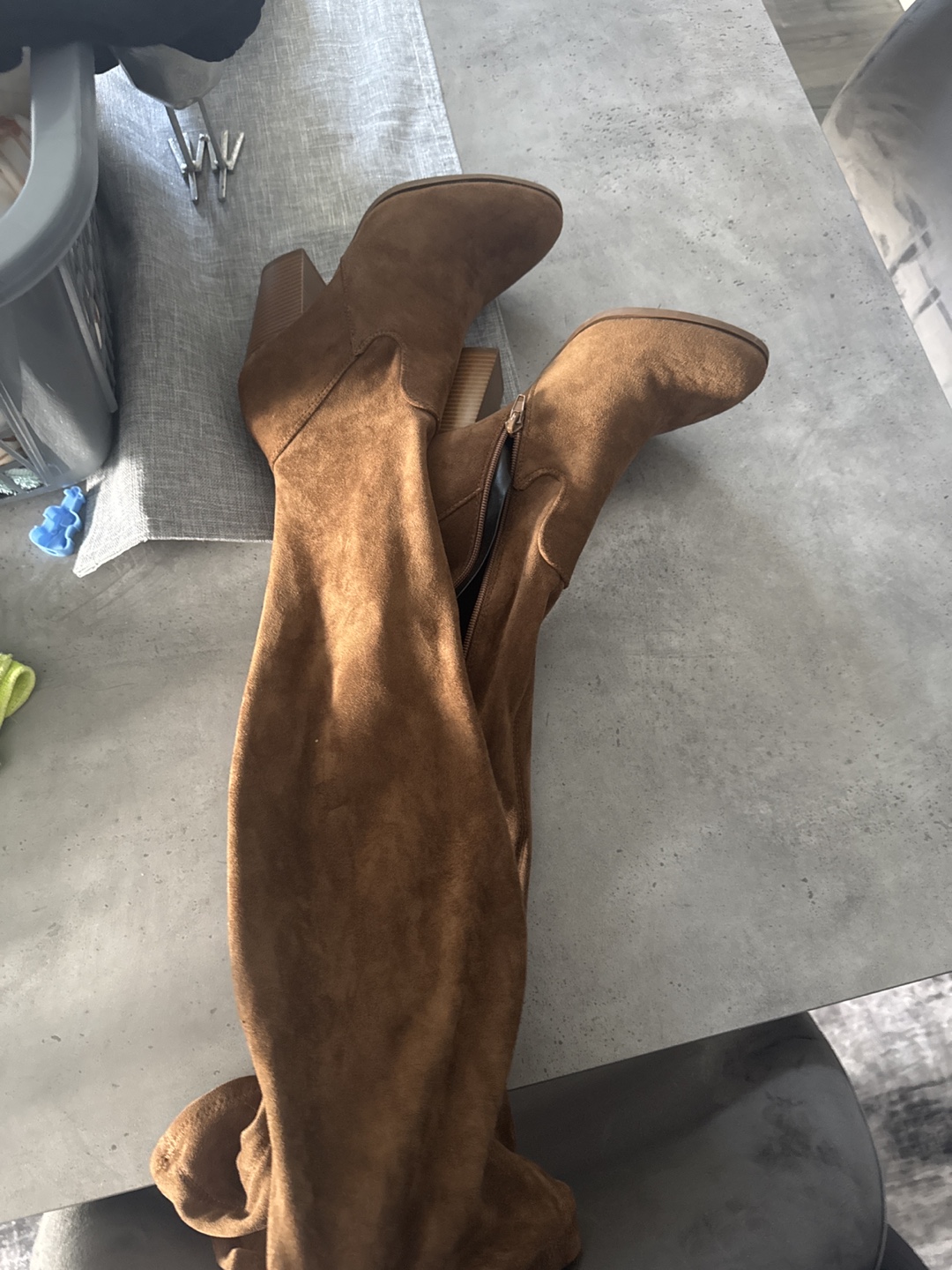 Brown Suede Over-the-Knee Boots
