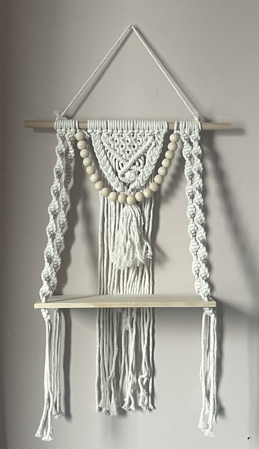 Wall Shelf with Wooden Beads