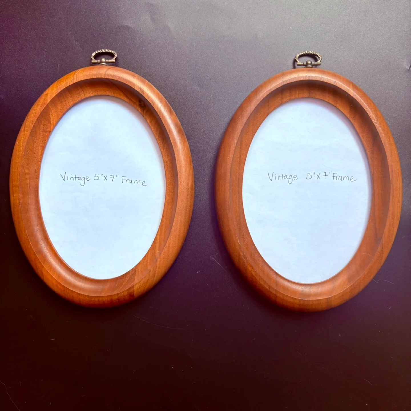 Pair of Vintage Oval Wooden Picture Frames thumbnail