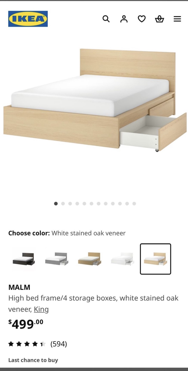 King Size Bed Frame with Storage and Mattress– Like New!