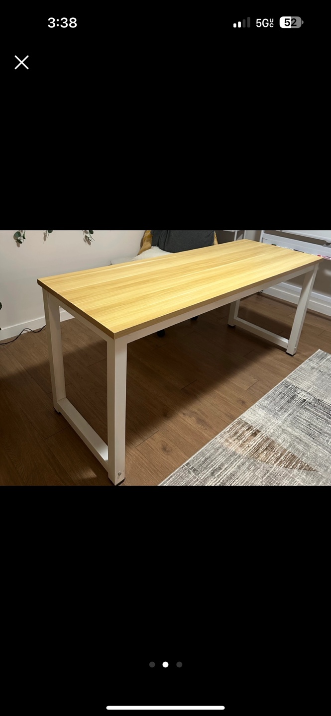Modern Wooden Desk with White Metal Legs