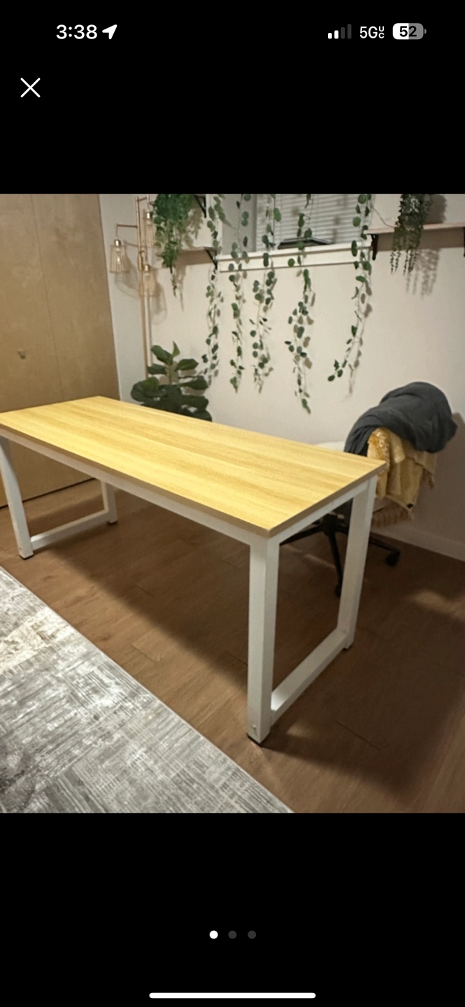 Modern Wooden Desk with White Metal Legs - photo 3