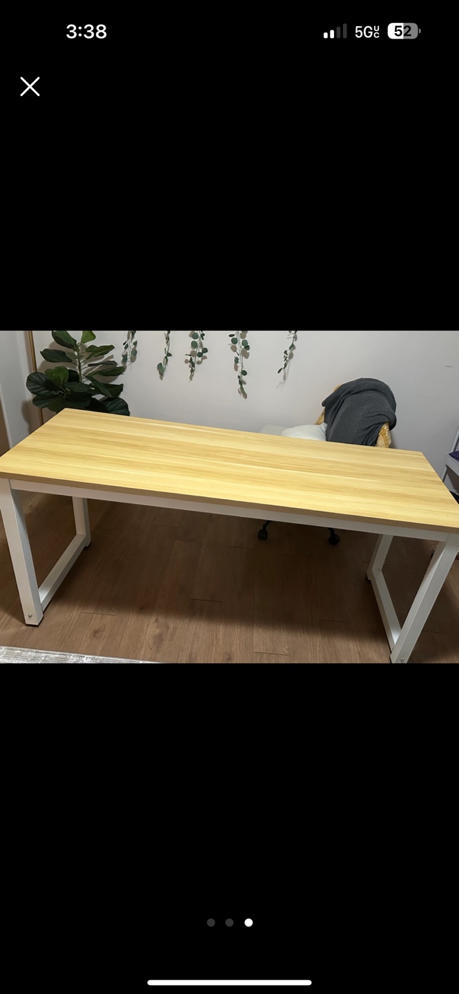 Modern Wooden Desk with White Metal Legs - photo 2