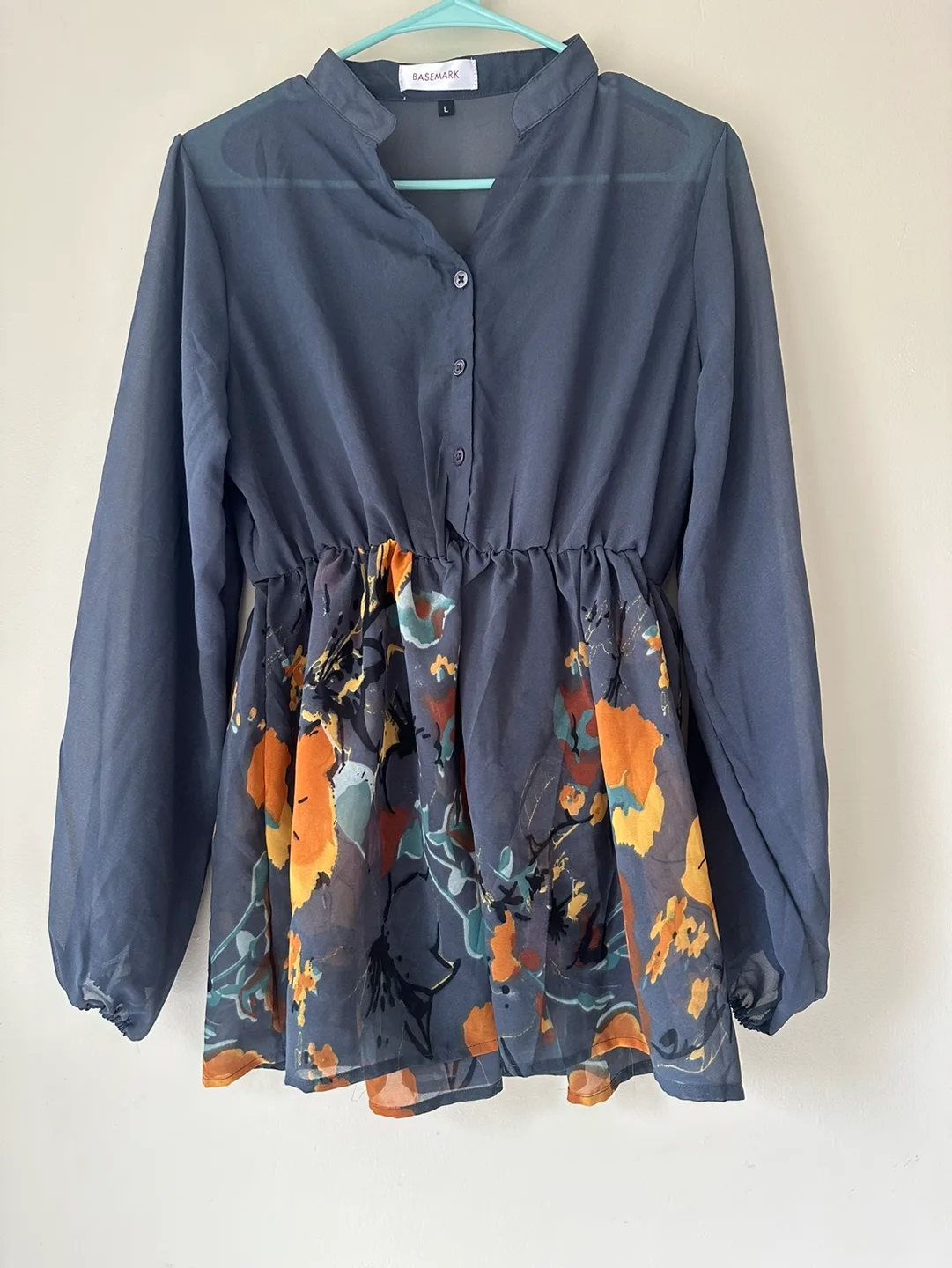 Basemark Women's Floral Blouse, Size Large thumbnail