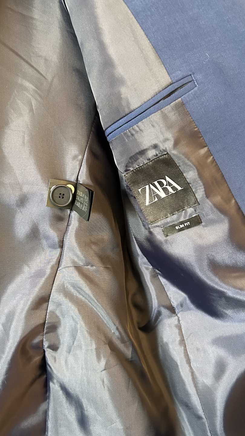 Men's ZARA Navy Blue Suit and Shirt - photo 5