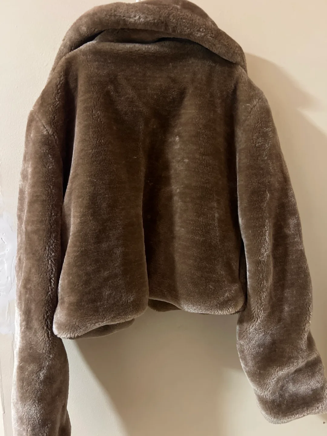 Brown Cropped Faux Fur Jacket image indicator(2)
