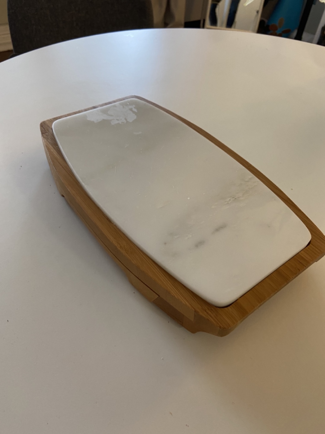 Marble and Bamboo Cheese Board with Cutlery Set - photo 2