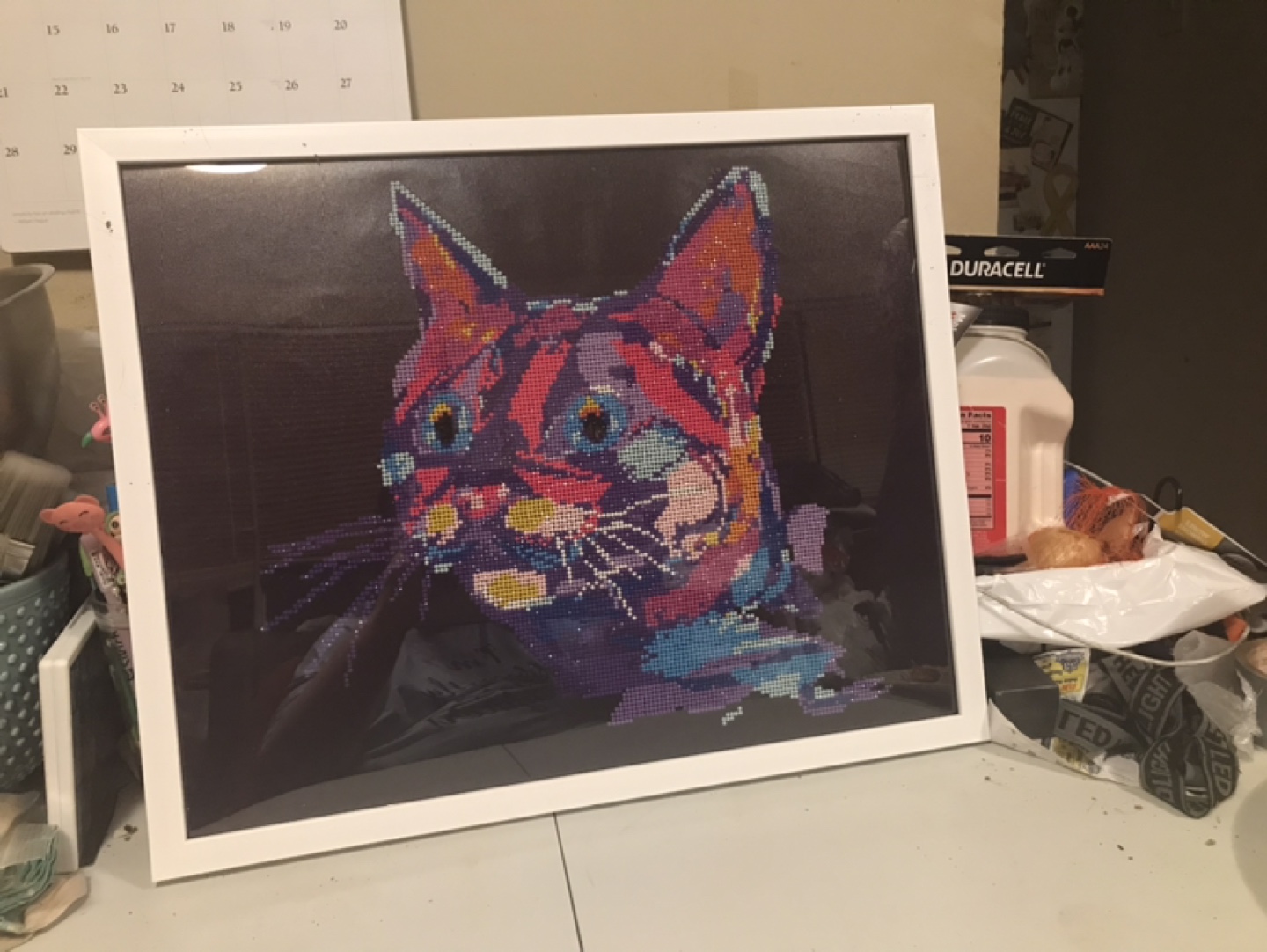 Hippy kitty wall art framed