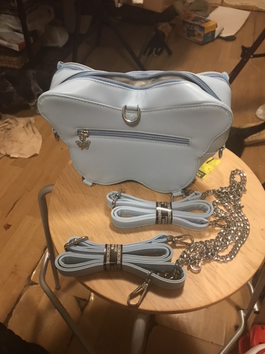 Light Blue Butterfly Shaped Handbag with Multiple Straps - photo 2