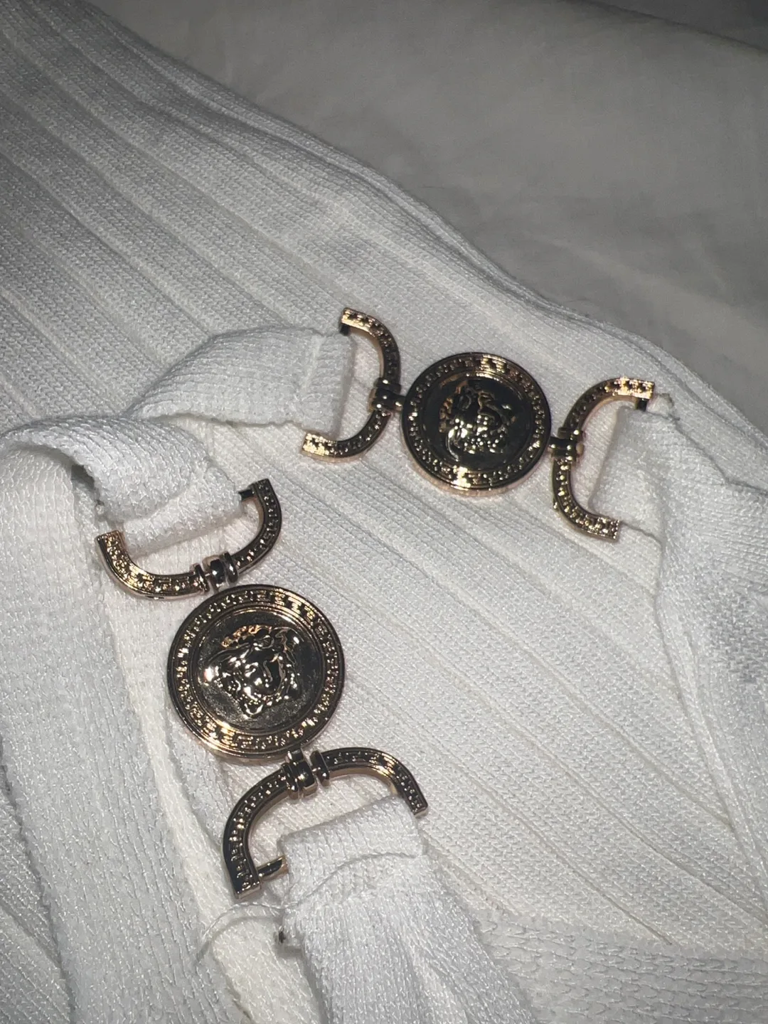 Versace Tribute White Ribbed Knit Mini Dress image indicator(2)