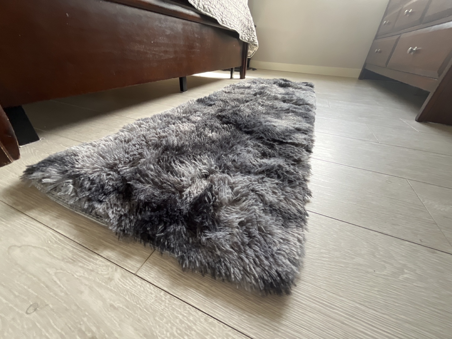 Fluffy Grey Runner Rug