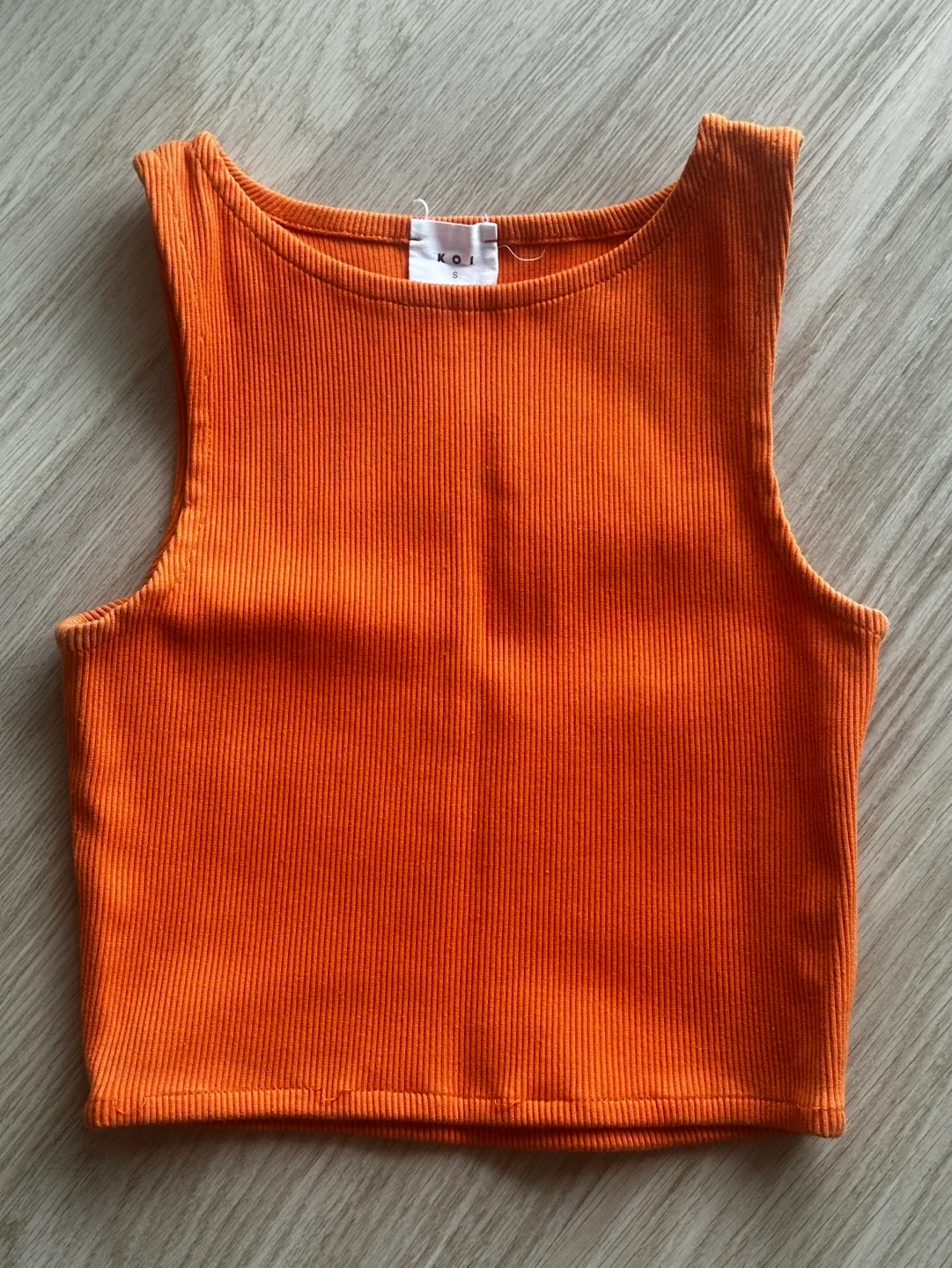 KOi Orange Ribbed Crop Tank Top - Size Small thumbnail