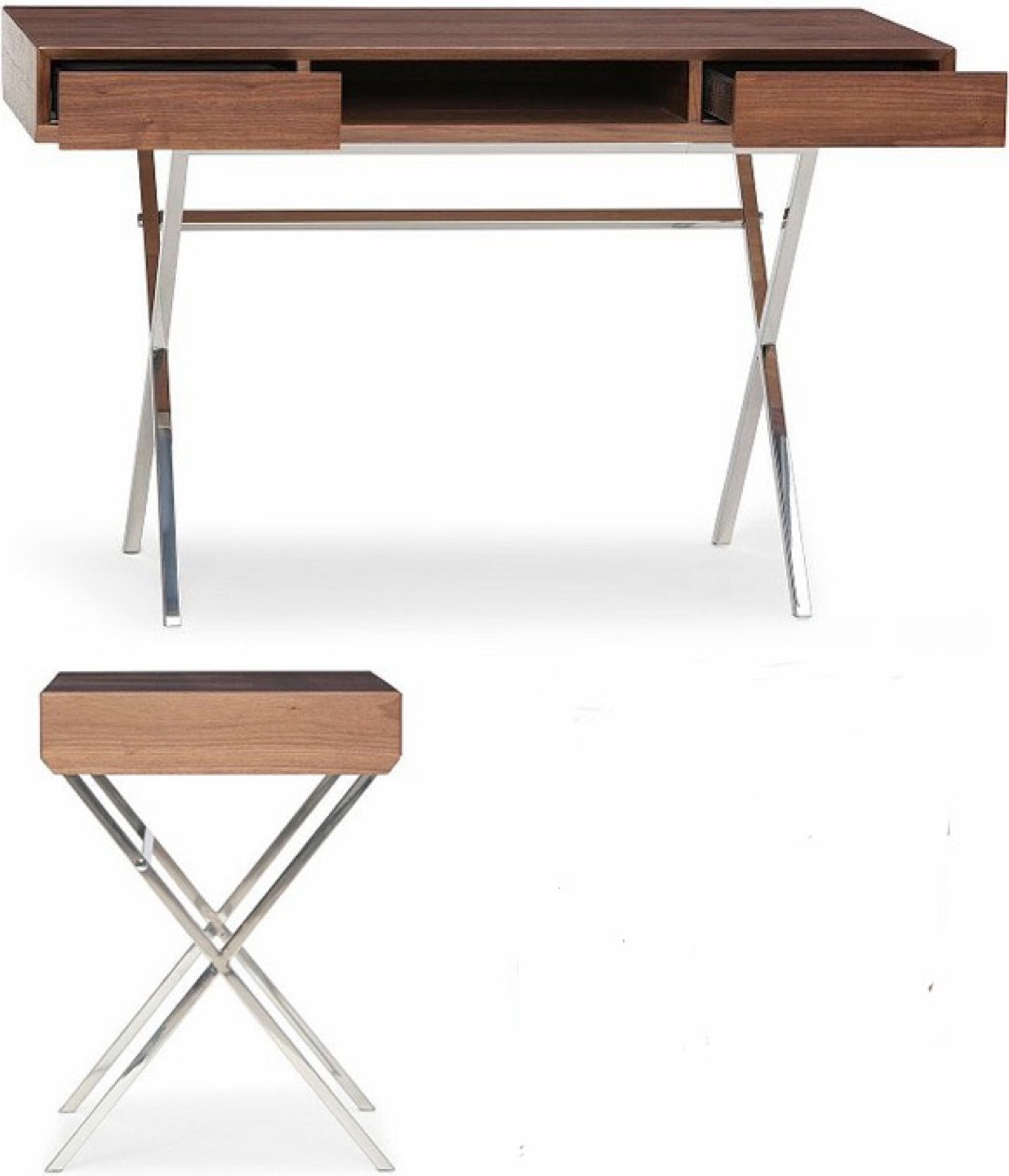 Modern Walnut Desk with Chrome Legs - photo 2