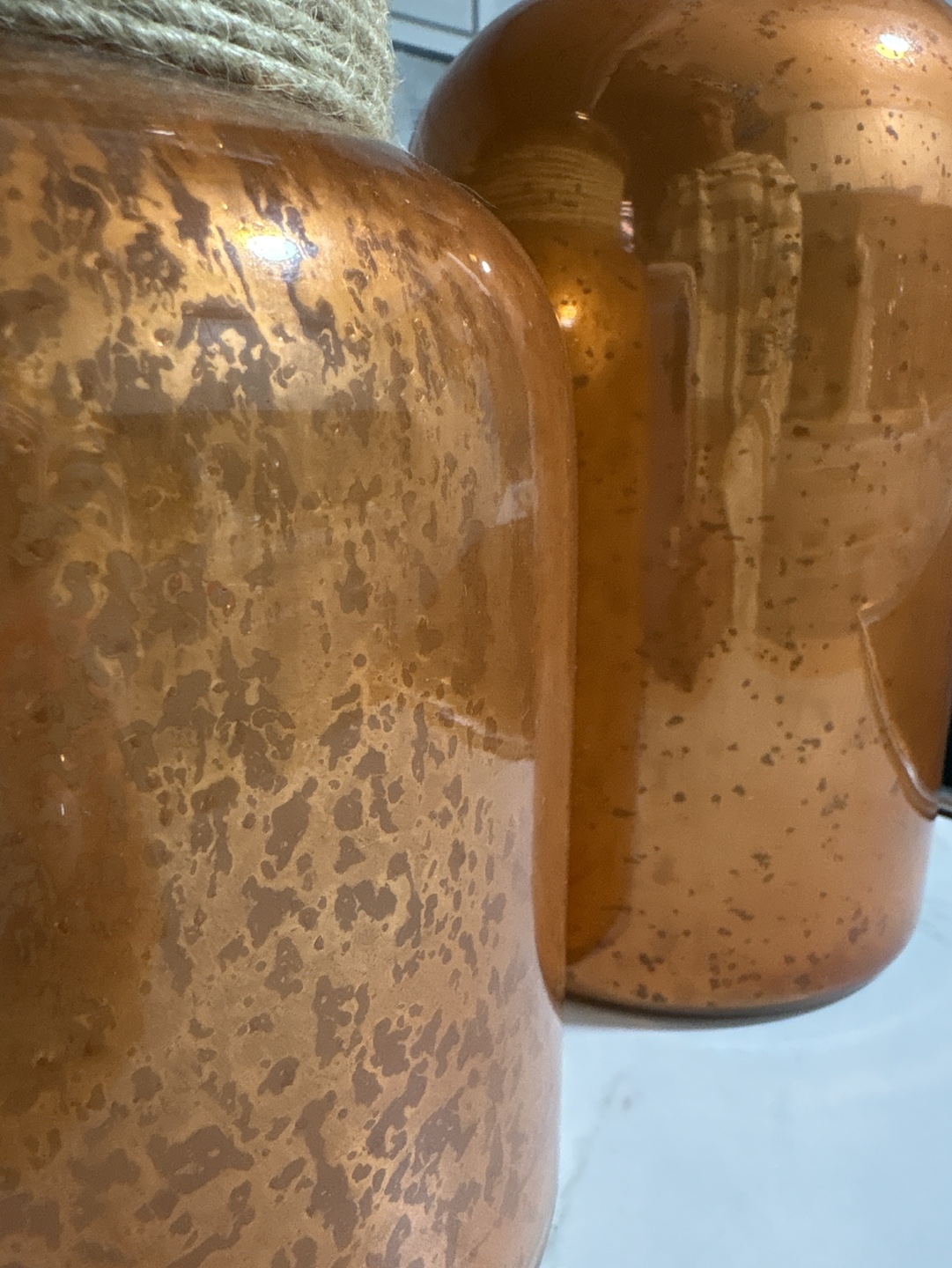 Set of Two Copper Glass Jars with Rope Accents - photo 2