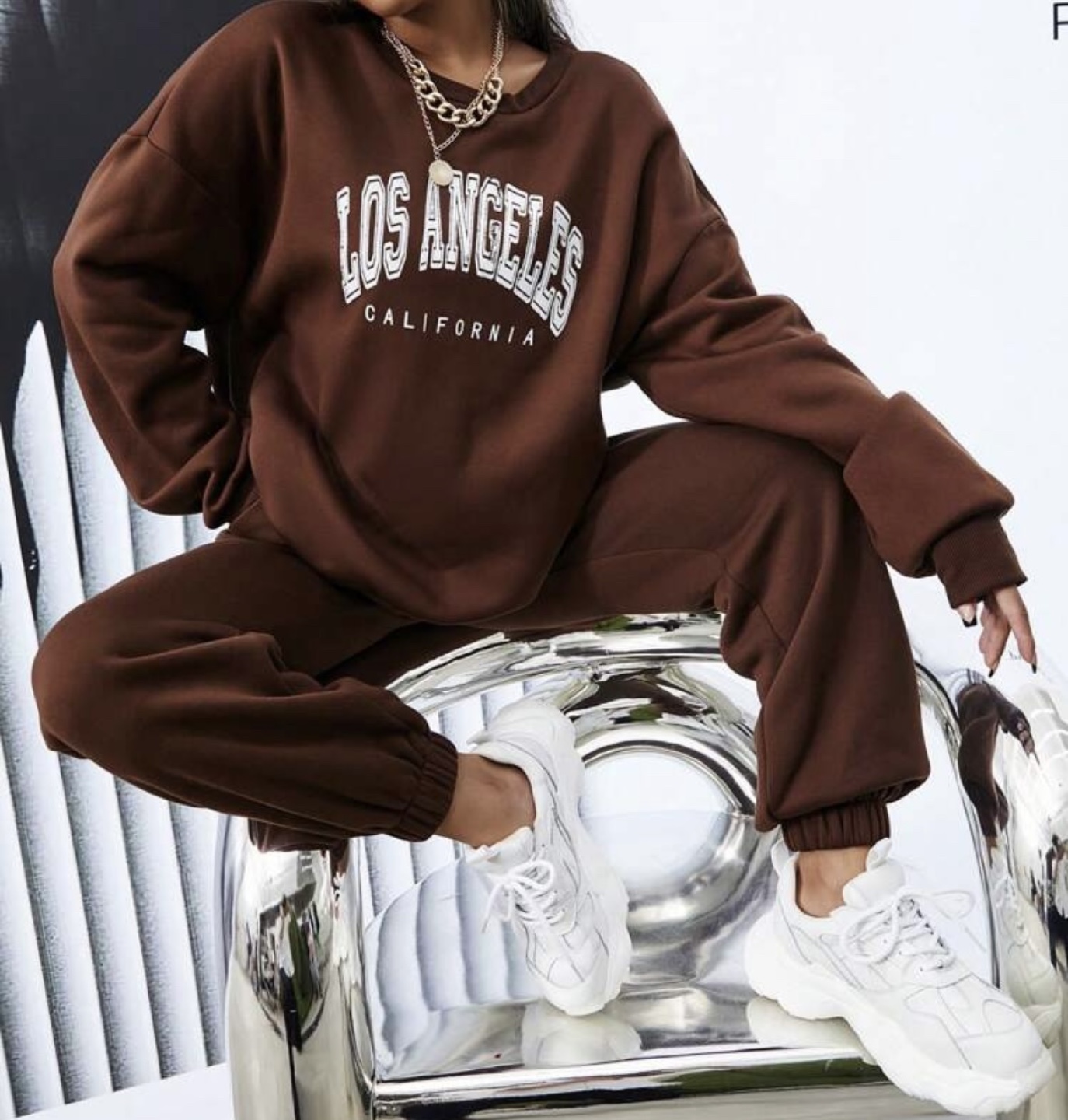 Brown Los Angeles Sweatshirt and Joggers Set