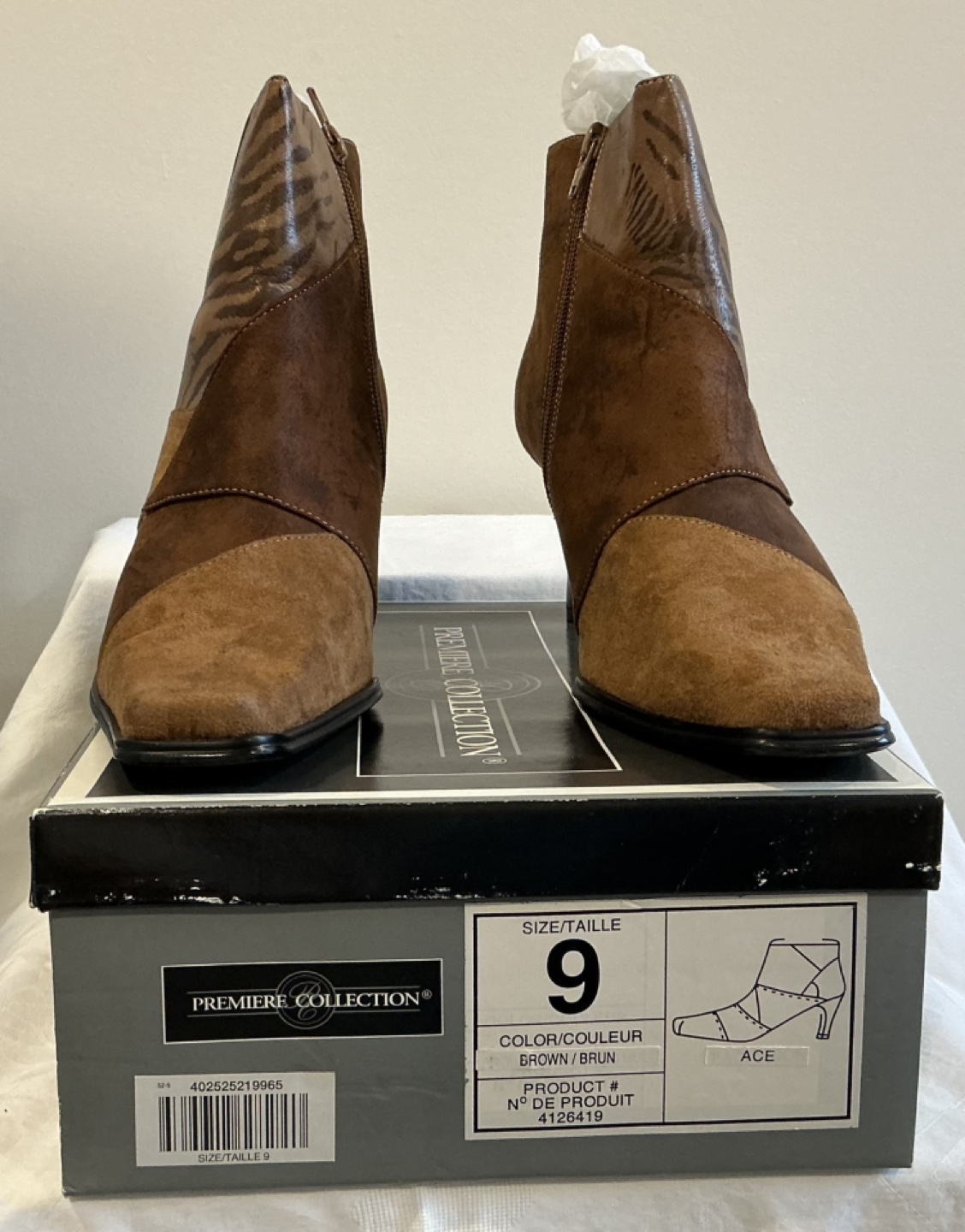 PREMIERE COLLECTION Brown Suede Ankle Boots - Size 9