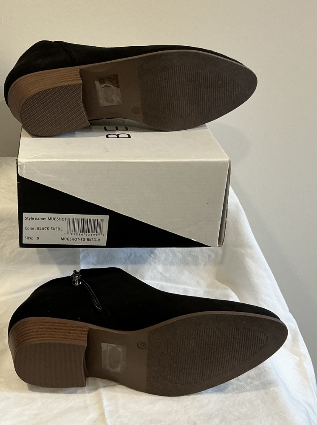 BESLION Women's Black Suede Ankle Boots - Size 9 - photo 4