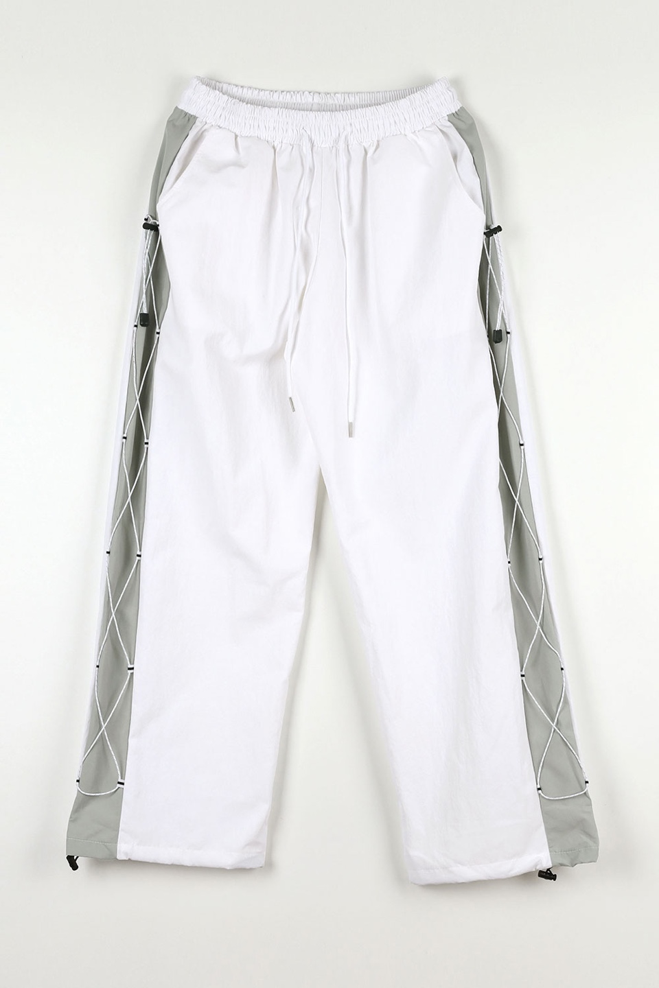 KOREAN STREETWEAR Unique White & Grey Panelled Track Pants - photo 4