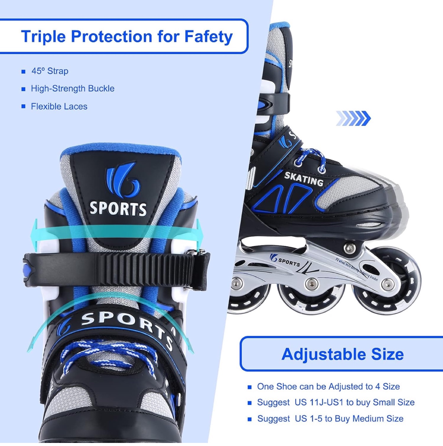 Adjustable Inline Skates with Protective Gear - photo 2