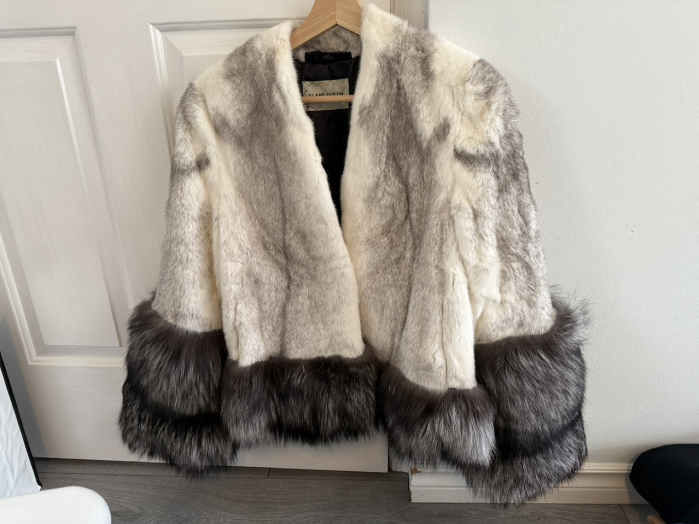 Stunning Rabbit Fur Jacket with Fox Trims
