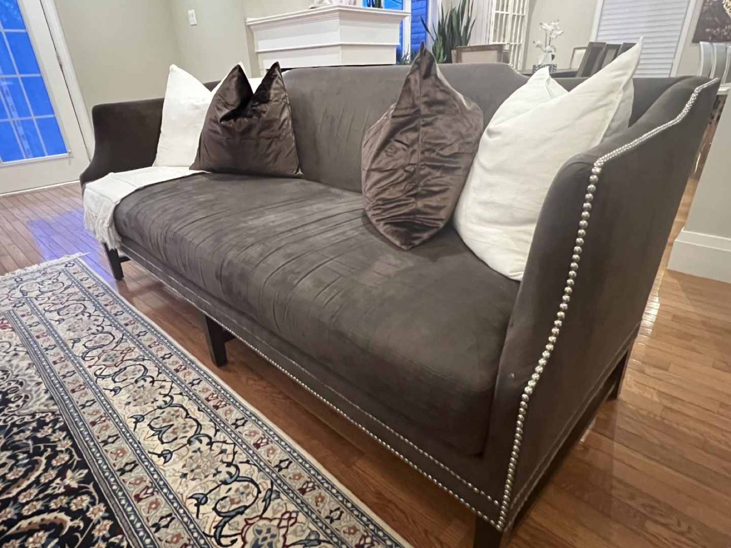 Dark Brown Sofa with Nailhead Trim - photo 2